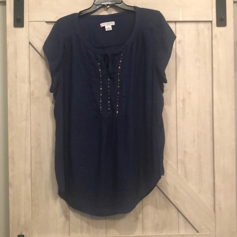 Navy blue blouse with gold stud embellishments